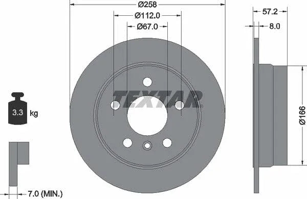 Textar Rear Brake Disc Pro Solid 92132103 258mm - image 4
