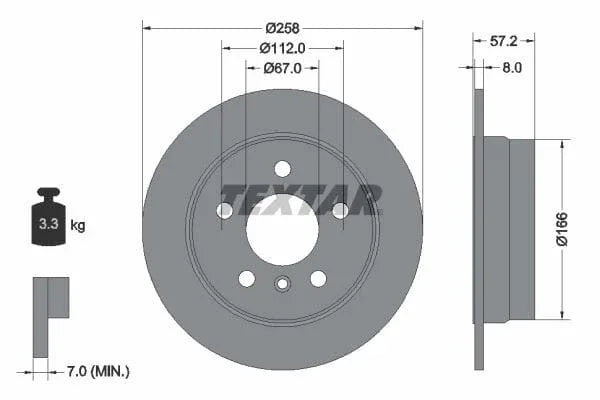 Textar Rear Brake Disc Pro Solid 92132103 258mm - image 3