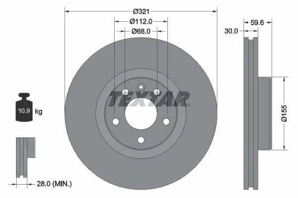 Textar Front Coated High-Carbon Brake Disc Pro+ Vented 92132305 321mm - image 3
