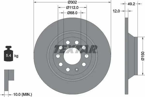 Textar Rear Brake Disc Pro Solid 92132503 302mm - image 4