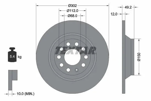 Textar Rear Brake Disc Pro Solid 92132503 302mm - image 3