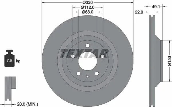 Textar Rear Brake Disc Pro Vented 92132603 330mm - image 4