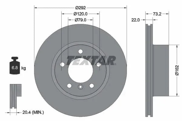 Textar Front Coated High-Carbon Brake Disc Pro+ Vented 92132805 292mm - image 3