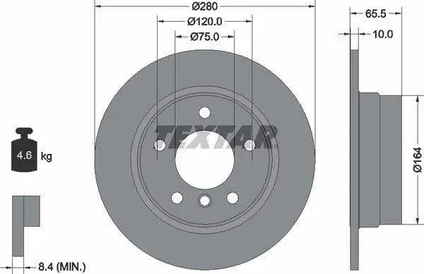 Textar Rear Brake Disc Pro Solid 92132903 280mm - image 4
