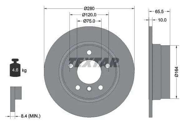 Textar Rear Brake Disc Pro Solid 92132903 280mm - image 3