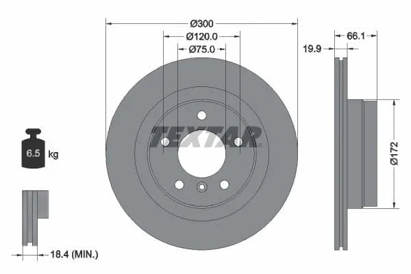 Textar Rear Brake Disc Pro Vented 92133003 300mm - image 3