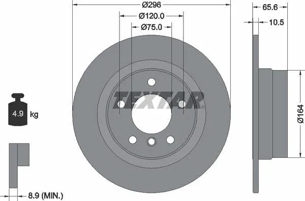 Textar Rear Brake Disc Pro Solid 92133103 296mm - image 4
