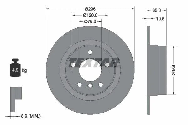 Textar Rear Brake Disc Pro Solid 92133103 296mm - image 3