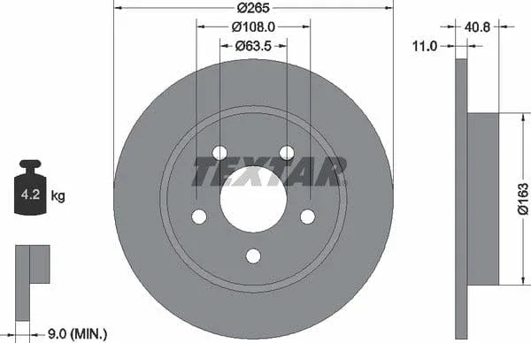 Textar Rear Brake Disc Pro Solid 92133703 265mm - image 4