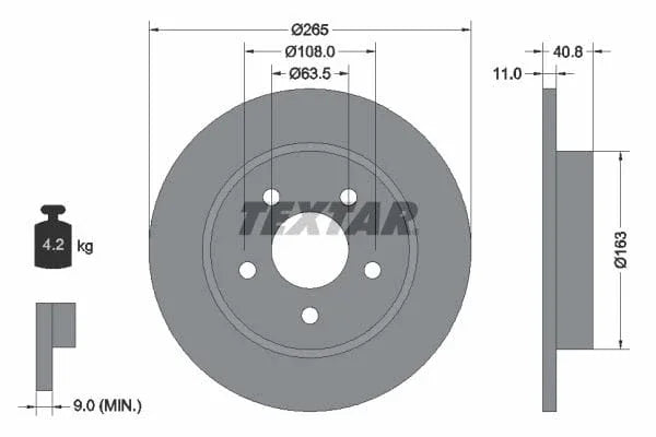 Textar Rear Brake Disc Pro Solid 92133703 265mm - image 3