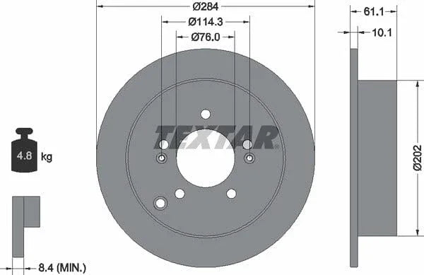 Textar Rear Brake Disc Pro Solid 92134003 284mm - image 4