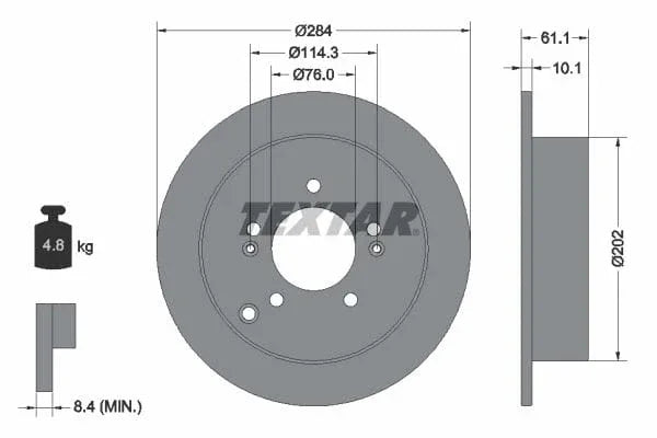 Textar Rear Brake Disc Pro Solid 92134003 284mm - image 3
