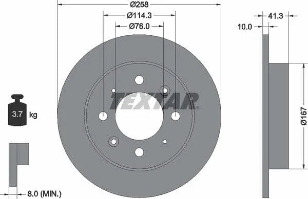 Textar Rear Brake Disc Pro Solid 92134303 258mm - image 4