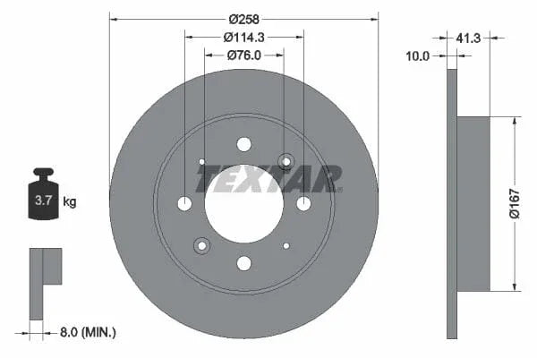 Textar Rear Brake Disc Pro Solid 92134303 258mm - image 3