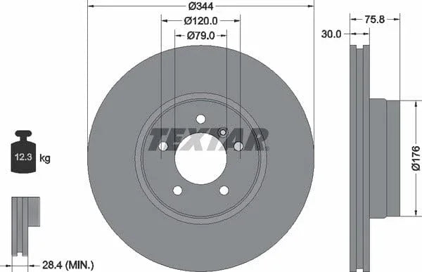 Textar Front Brake Disc Vented 92134400 344mm - image 4