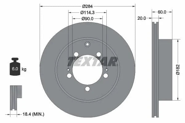 Textar Rear Brake Disc Vented 92134700 284mm - image 3