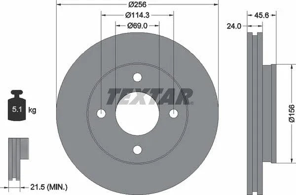 Textar Front Coated Brake Disc Pro Vented 92134803 256mm - image 4