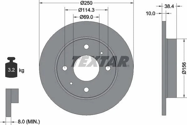 Textar Rear Brake Disc Pro Solid 92134903 250mm - image 4