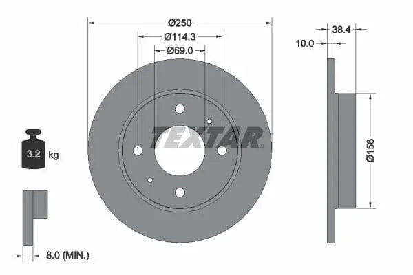 Textar Rear Brake Disc Pro Solid 92134903 250mm - image 3