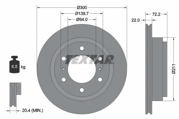 Textar Rear Brake Disc Pro Vented 92135103 300mm - image 3
