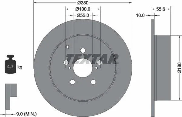 Textar Rear Brake Disc Pro Solid 92135703 280mm - image 4