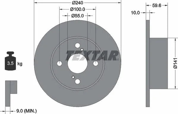Textar Rear Brake Disc Solid 92136000 240mm - image 4