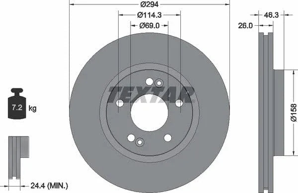 Textar Front Coated Brake Disc Pro Vented 92136403 294mm - image 4