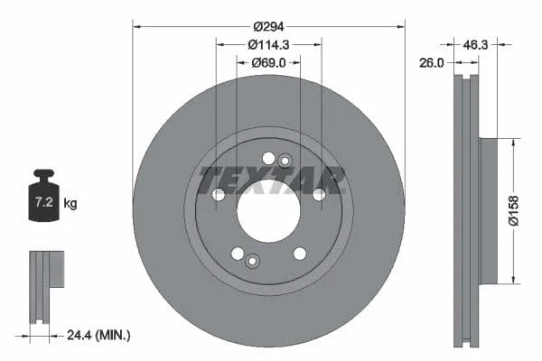 Textar Front Coated Brake Disc Pro Vented 92136403 294mm - image 3