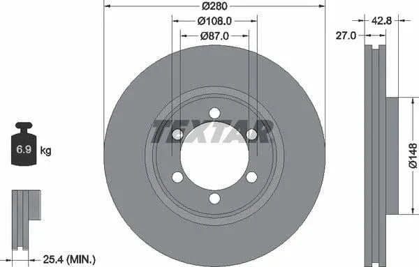 Textar Front Coated Brake Disc Pro Vented 92136503 280mm - image 4