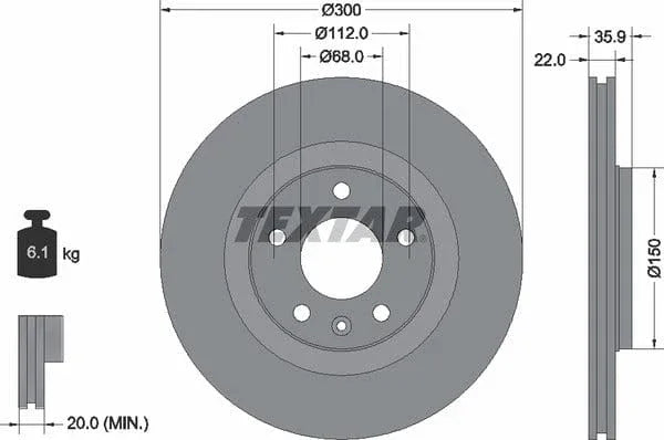 Textar Rear Brake Disc Pro Vented 92137103 300mm - image 4