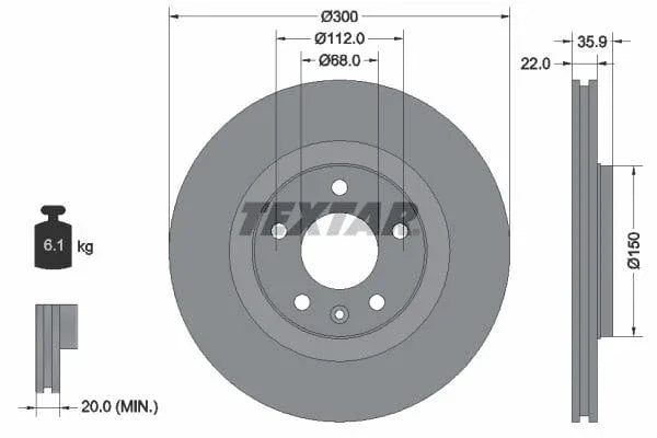 Textar Rear Brake Disc Pro Vented 92137103 300mm - image 3