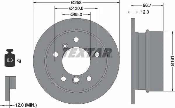 Textar Rear Brake Disc Pro Solid 92137503 258mm - image 4
