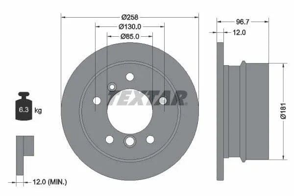 Textar Rear Brake Disc Pro Solid 92137503 258mm - image 3