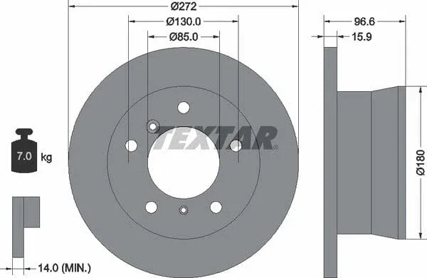 Textar Rear Brake Disc Pro Solid 92137603 272mm - image 4