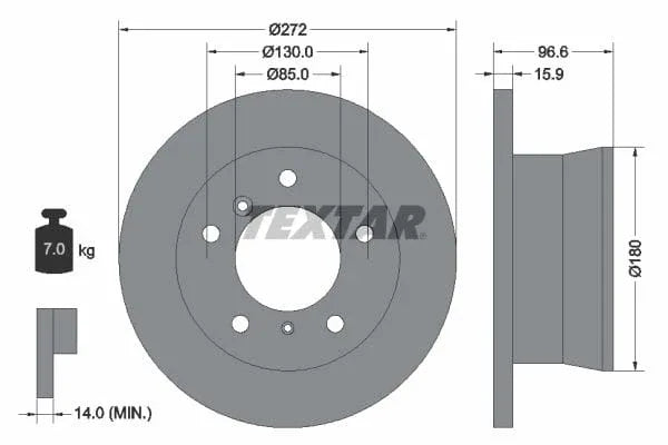 Textar Rear Brake Disc Pro Solid 92137603 272mm - image 3