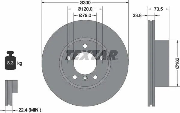 Textar Front Coated High-Carbon Brake Disc Pro+ Vented 92137705 300mm - image 4