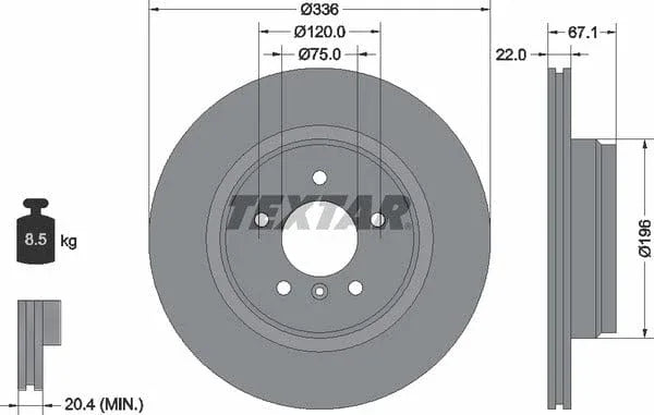 Textar Rear Brake Disc Pro+ Vented 92137905 336mm - image 4