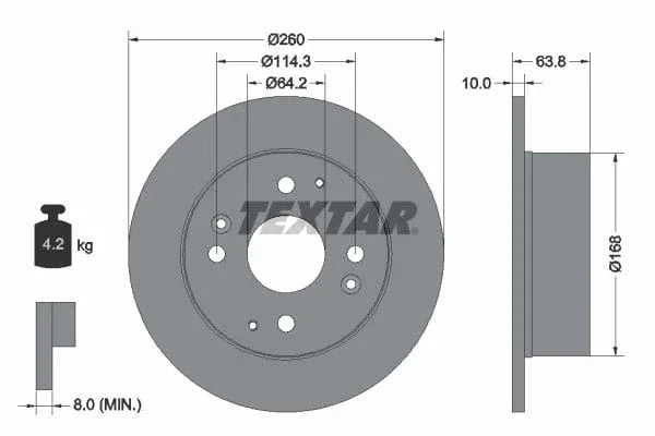 Textar Rear Brake Disc Solid 92138600 260mm - image 3