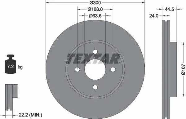 Textar Front Coated Brake Disc Pro Vented 92139903 300mm - image 4