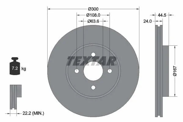 Textar Front Coated Brake Disc Pro Vented 92139903 300mm - image 3