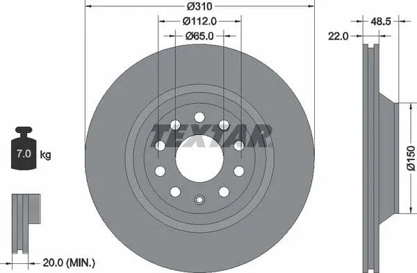 Textar Rear Brake Disc Pro Vented 92140703 310mm - image 4