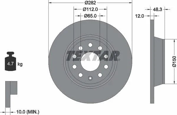 Textar Rear Brake Disc Pro Solid 92140803 282mm - image 4