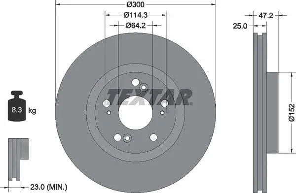 Textar Front Coated Brake Disc Pro Vented 92140903 300mm - image 4