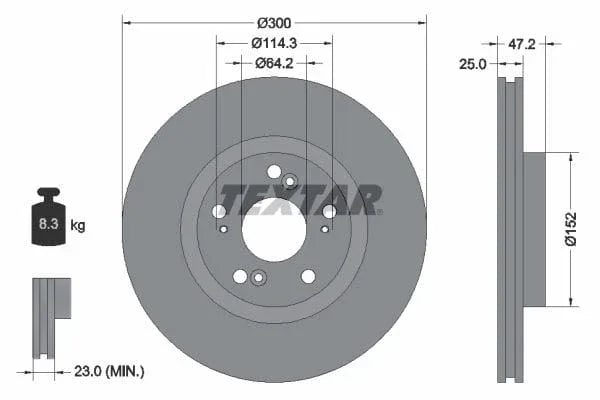 Textar Front Coated Brake Disc Pro Vented 92140903 300mm - image 3