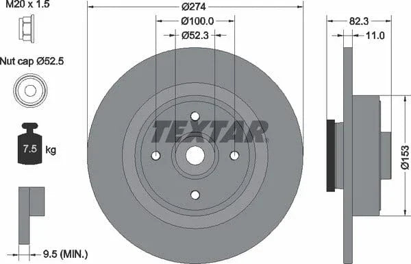 Textar Rear Brake Disc Pro Solid 92141403 274mm - image 4