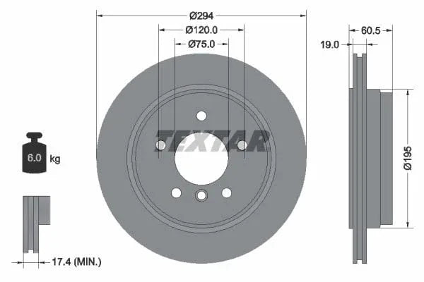 Textar Rear Brake Disc Pro Vented 92141703 294mm - image 3