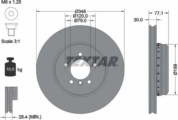 Textar Front Coated High-Carbon Brake Disc Pro+ Two-Piece Brake Disc Vented 92141825 348mm - image 4