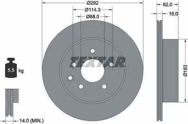 Textar Rear Brake Disc Pro Vented 92144003 292mm - image 4