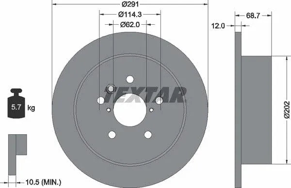 Textar Rear Brake Disc Pro Solid 92144203 291mm - image 4