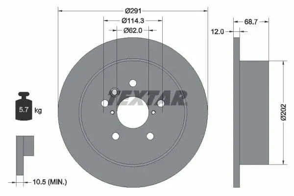 Textar Rear Brake Disc Pro Solid 92144203 291mm - image 3